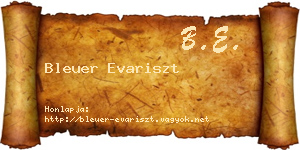Bleuer Evariszt névjegykártya